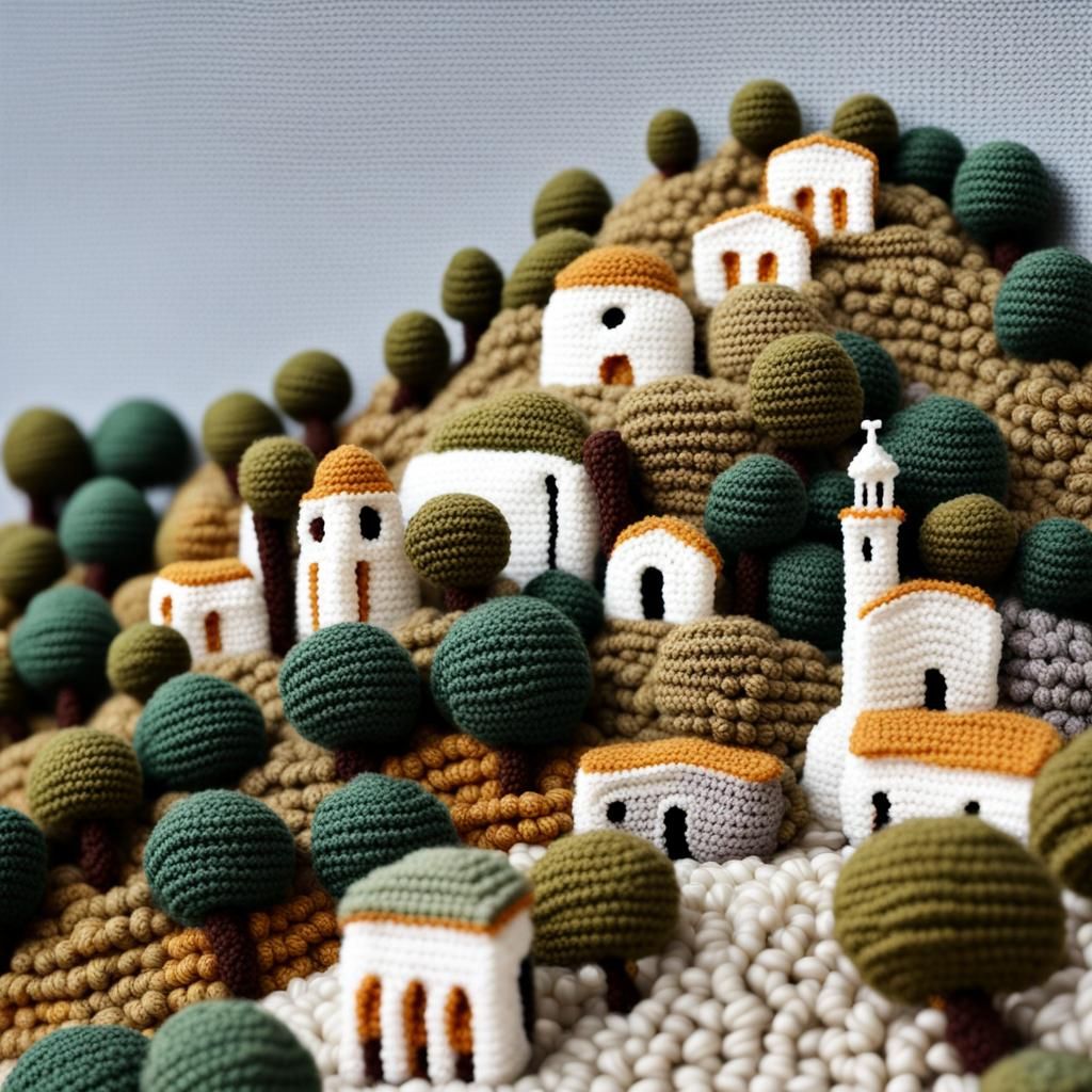 Yarn Art: Greek Village in Crochet