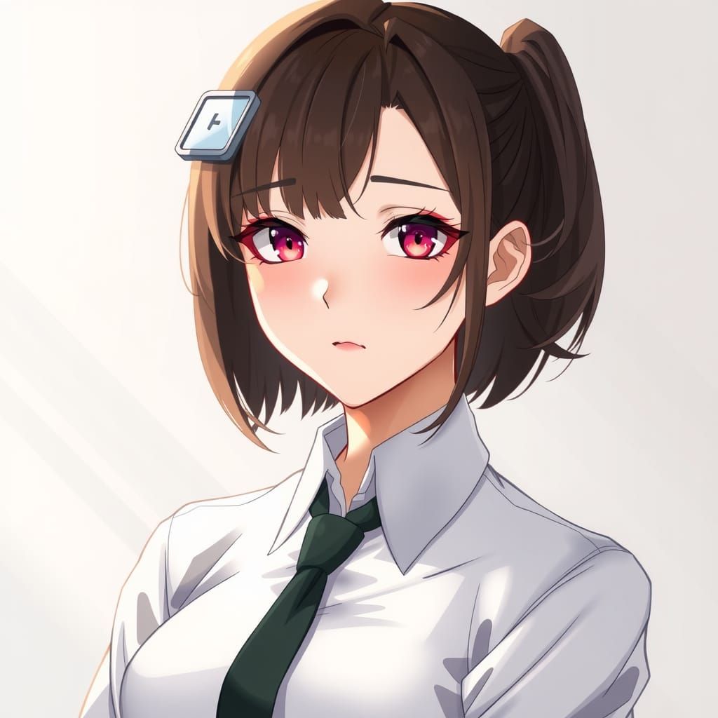 Anime Woman in Shirt and Tie Portrait