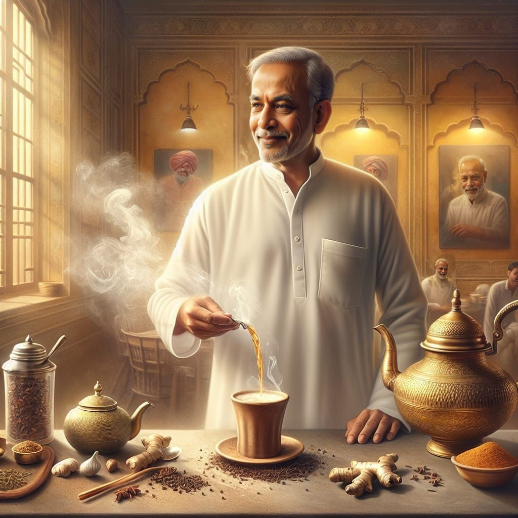 Indian Politician Serves Chai in Golden Kitchen