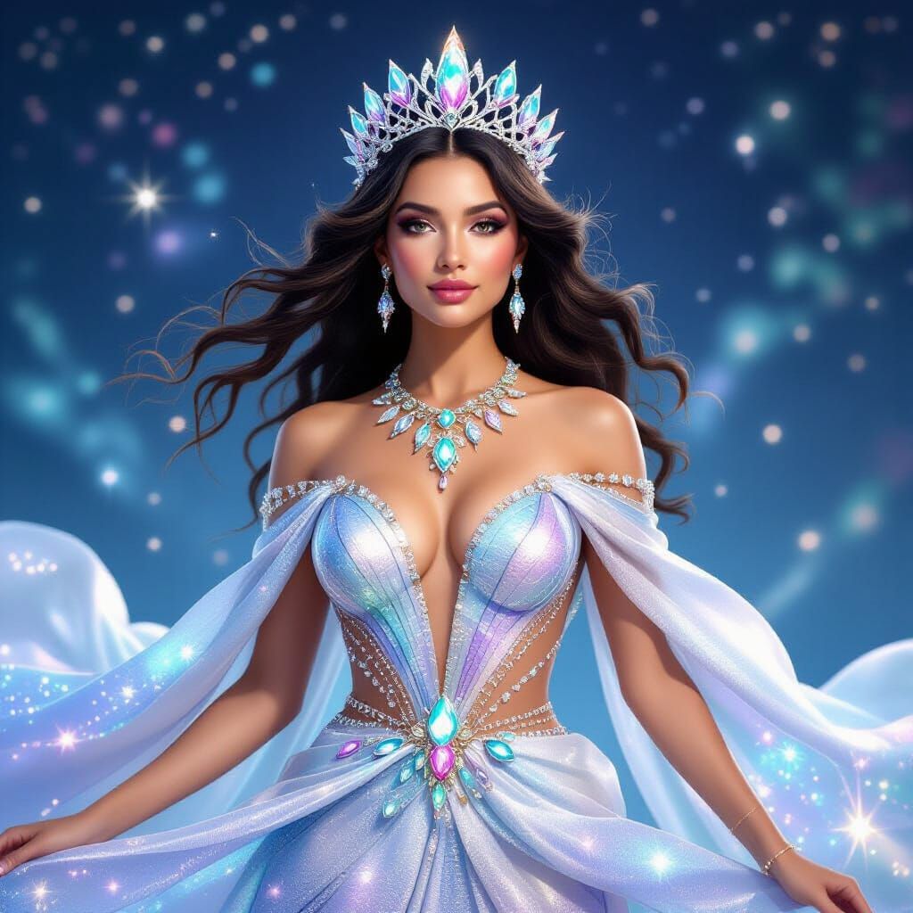 Celestial Goddess in Gemstone Dress and Crown