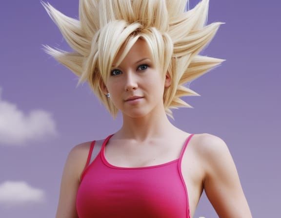 Female Goku Super Saiyan Portrait in Natural Lighting