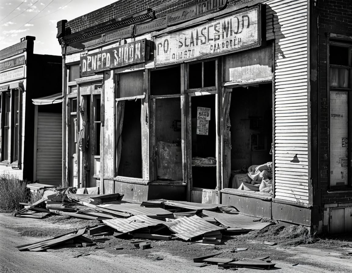 Abandoned shop in The Great Depression