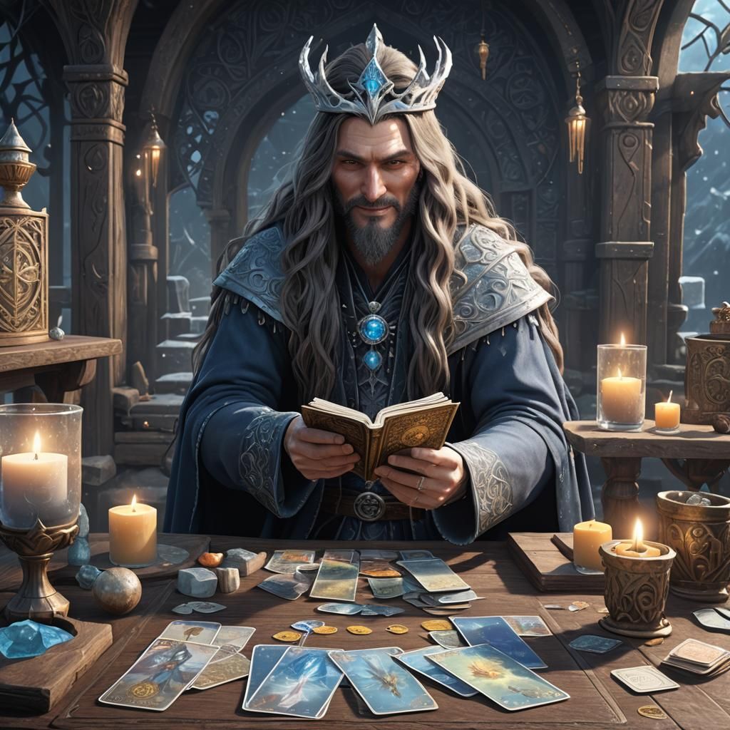 Ice Witch Reads Tarot: 3D Artstation Render