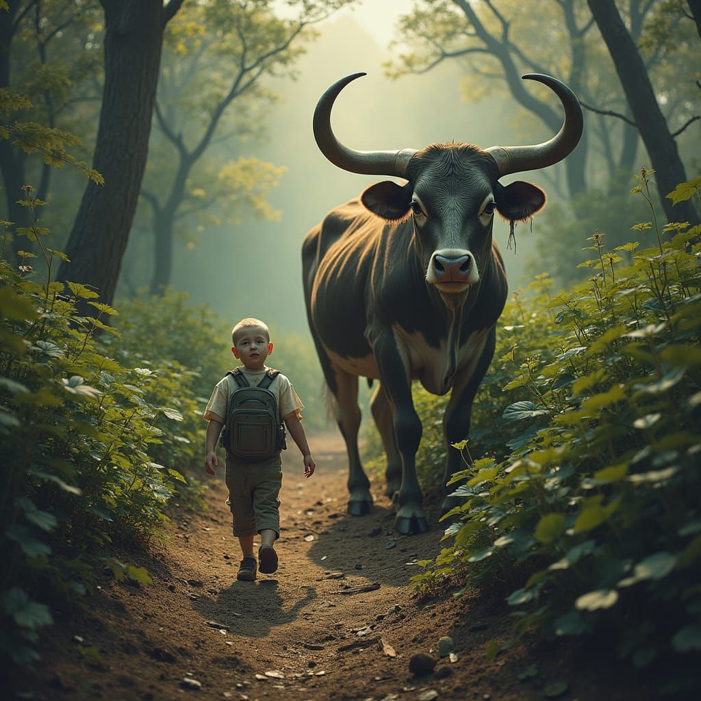 Abandoned Village in Forest: Surreal Horror Art