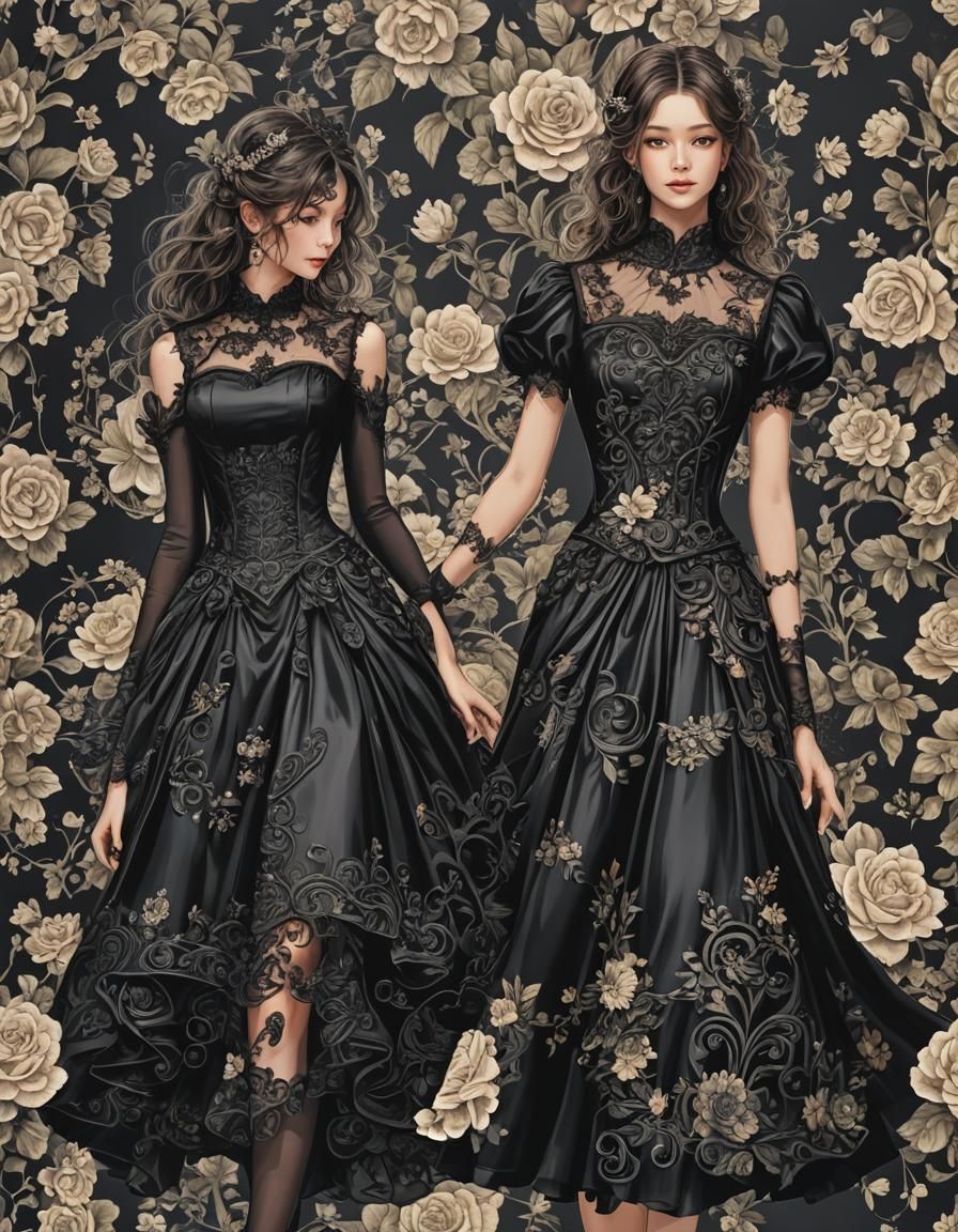 Fantasy Couple in Elegant Black Attire