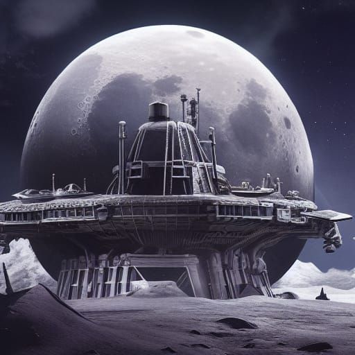Epic Moon Base Digital Matte Painting