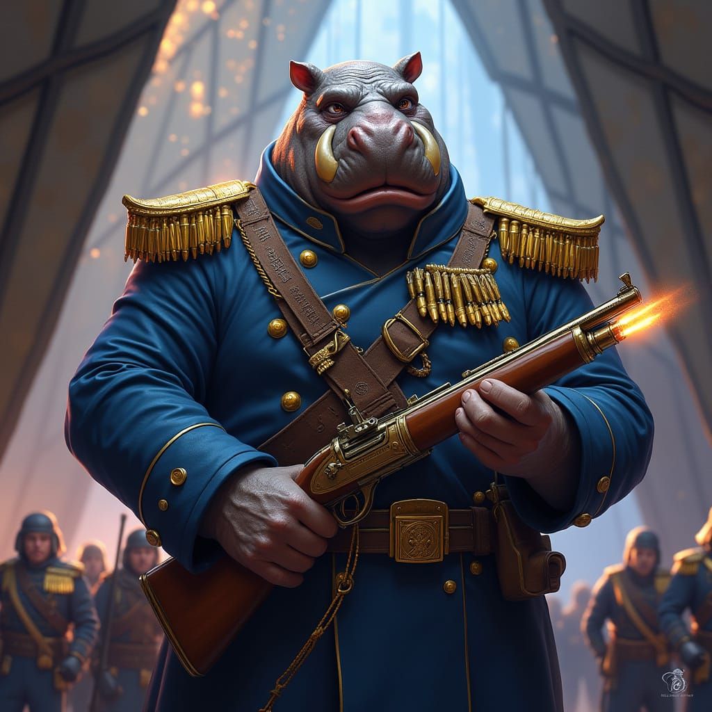 Giff Colonel 'Ironhide' on Spelljammer Deck