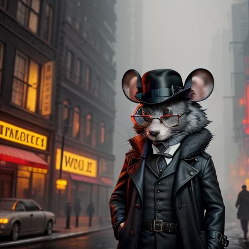 Sherlock Holmes Mouse in Film Noir Style