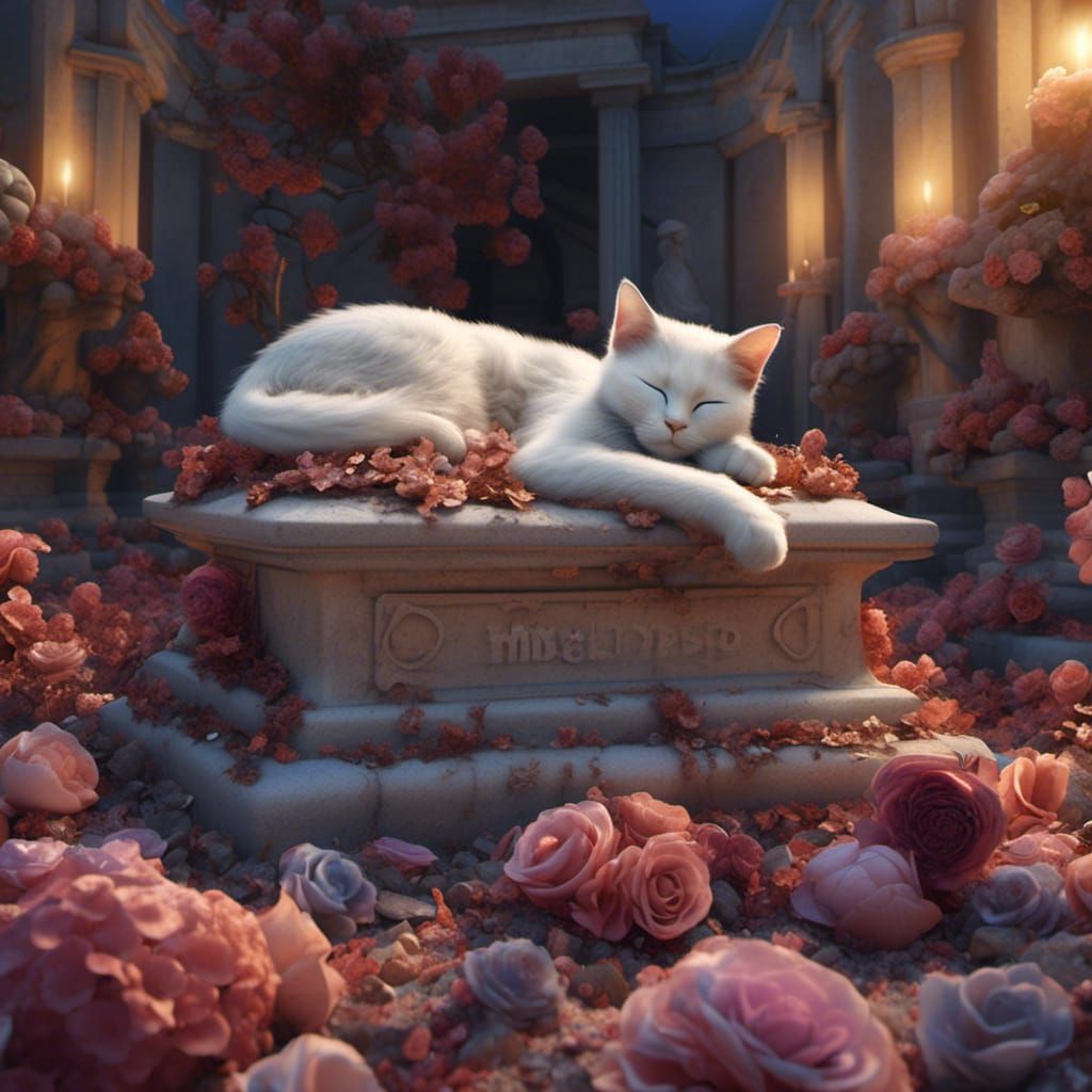 Cat sleeping on a mausoleum at St. Louis Cemetery No. 1