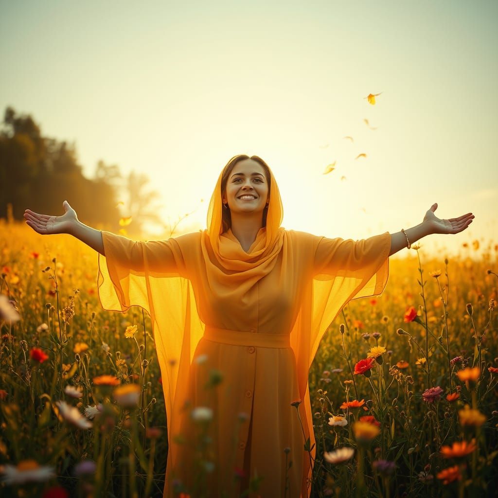 Ethereal Woman in Golden Light