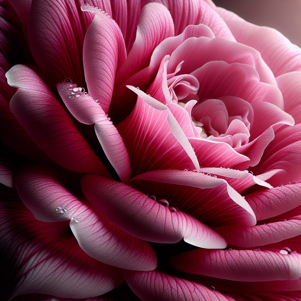 Close-Up of a Fuchsia Pink Lady Flower with Dew