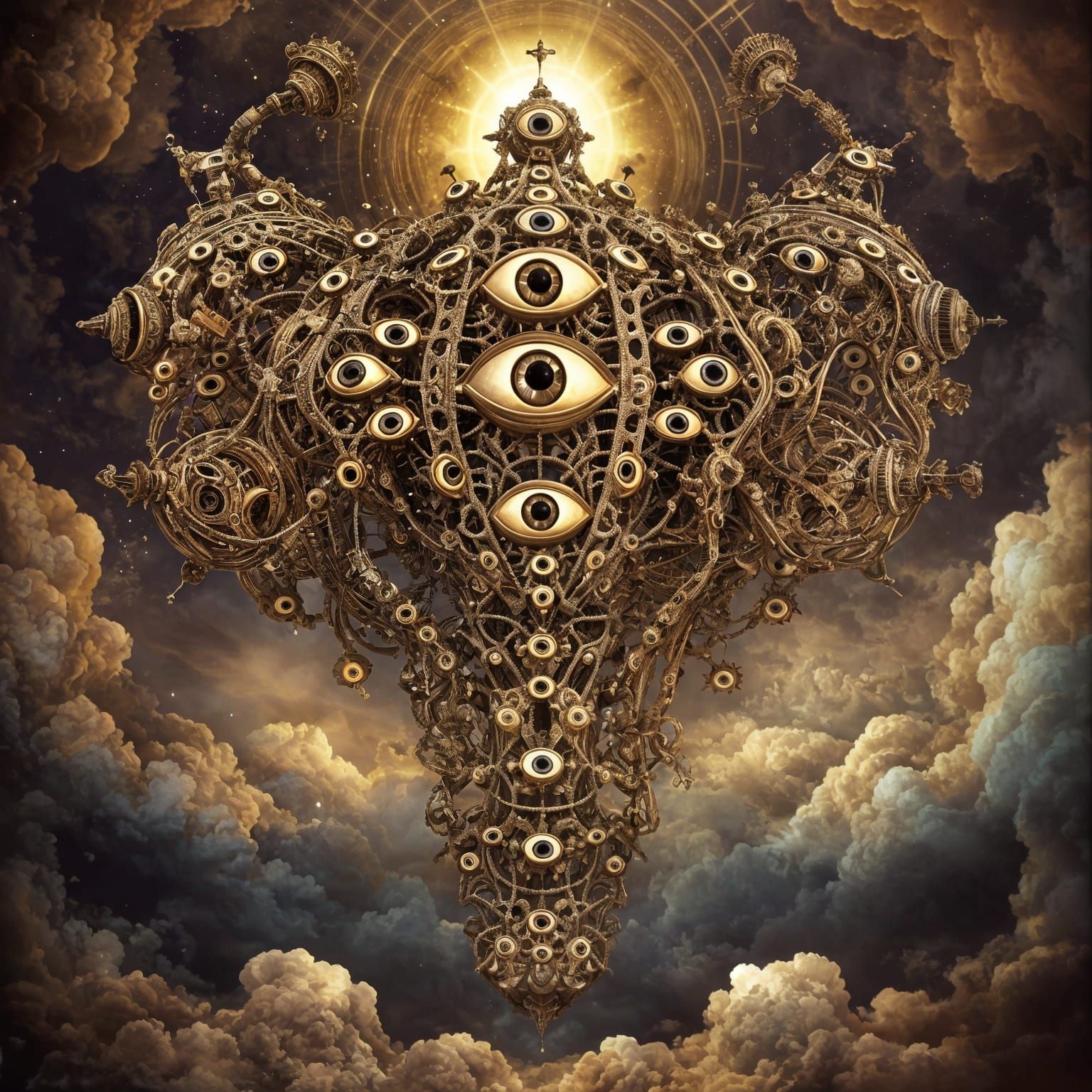 Glowing Celestial Wheels in Heavenly Splendor