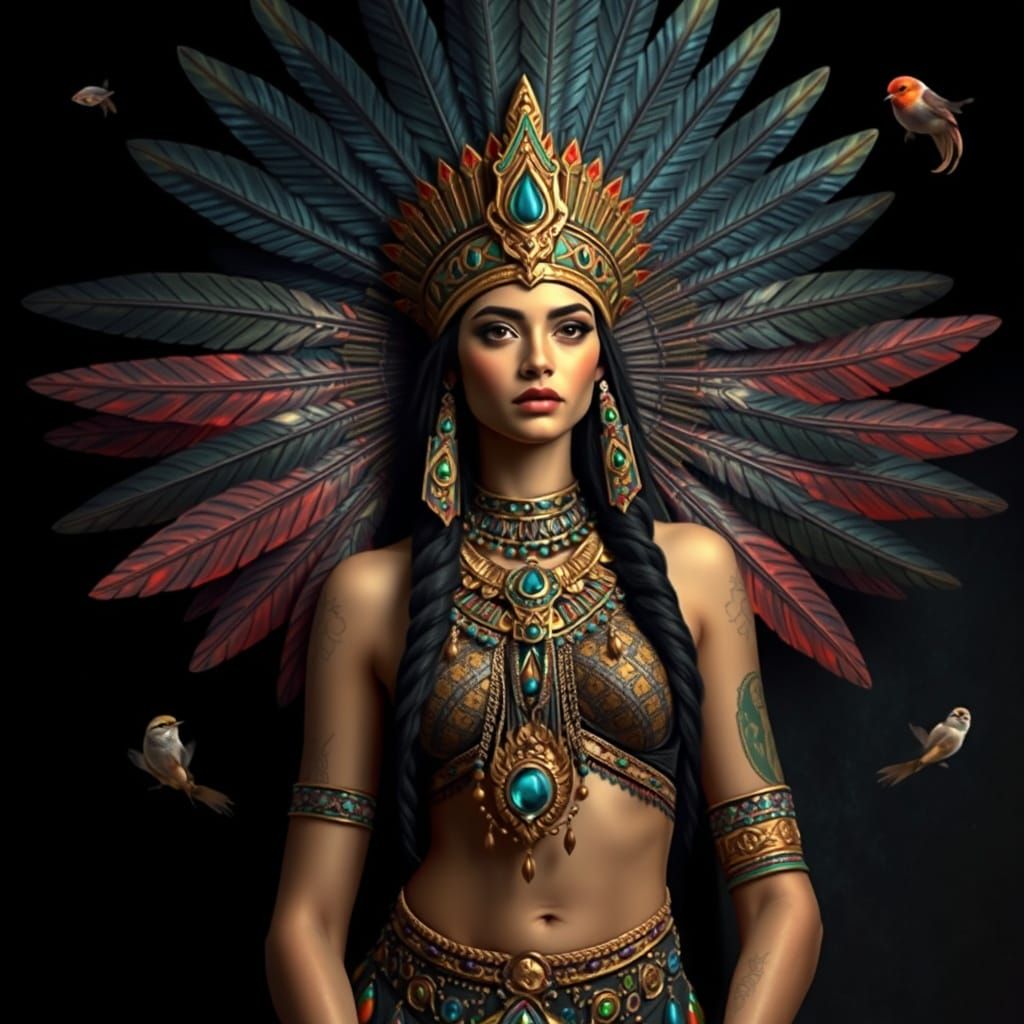 Aztec Princess in Surreal, Mystical Style