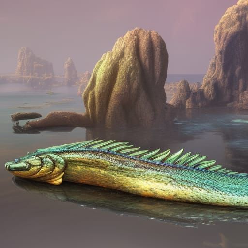 Fantastical Freshwater Eel in Detailed Matte Painting
