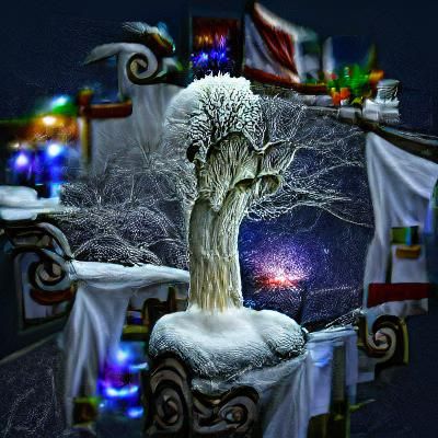 Magical Winter Tree in a Festive Landscape