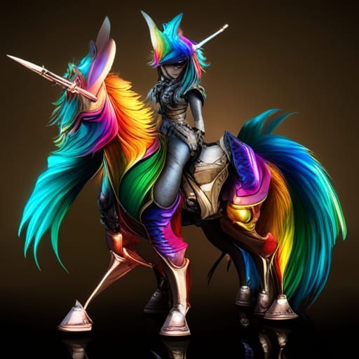 Rainbow Unicorn Steampunk Armor on White