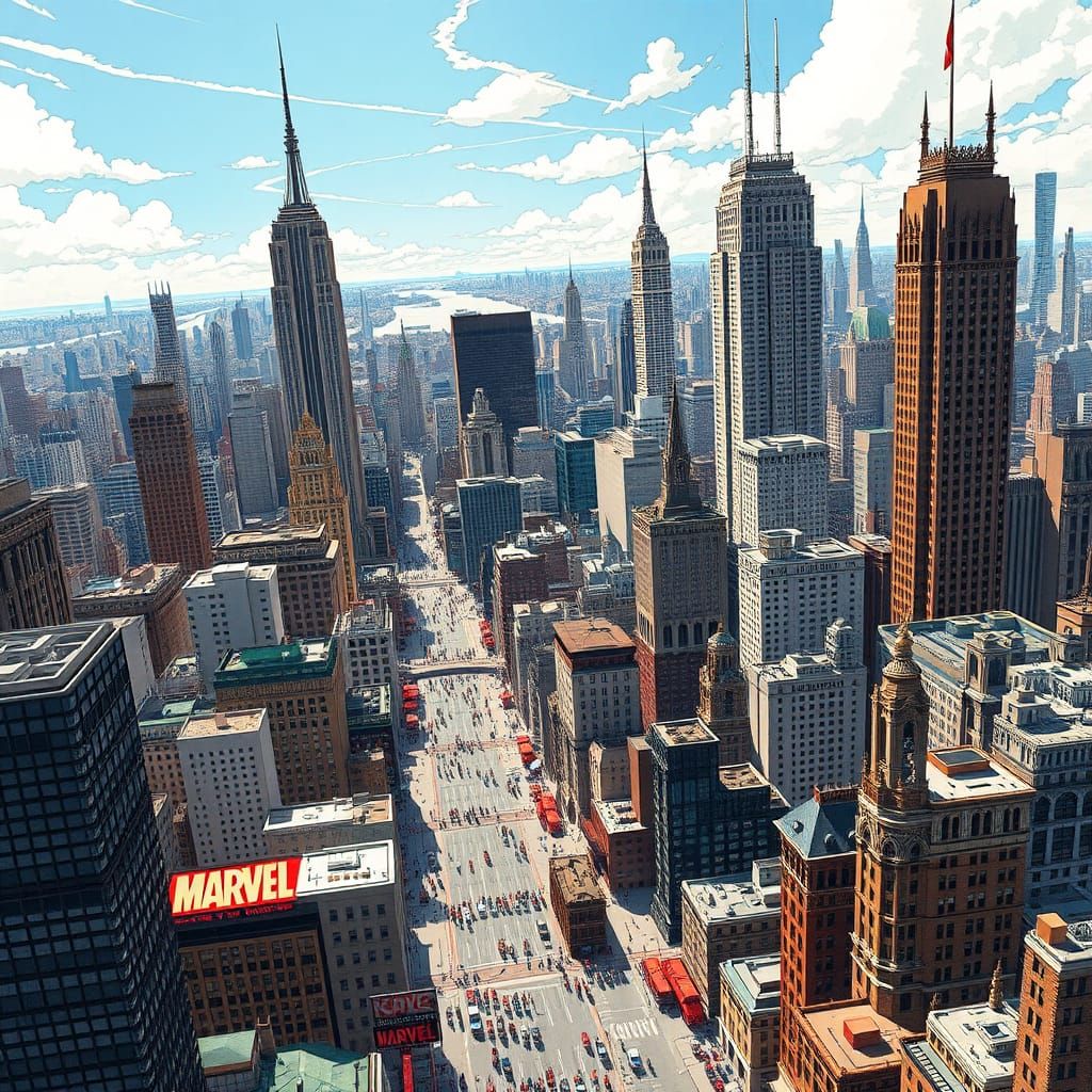 Metropolis Inspired by Marvel Comics in Comic Book Style