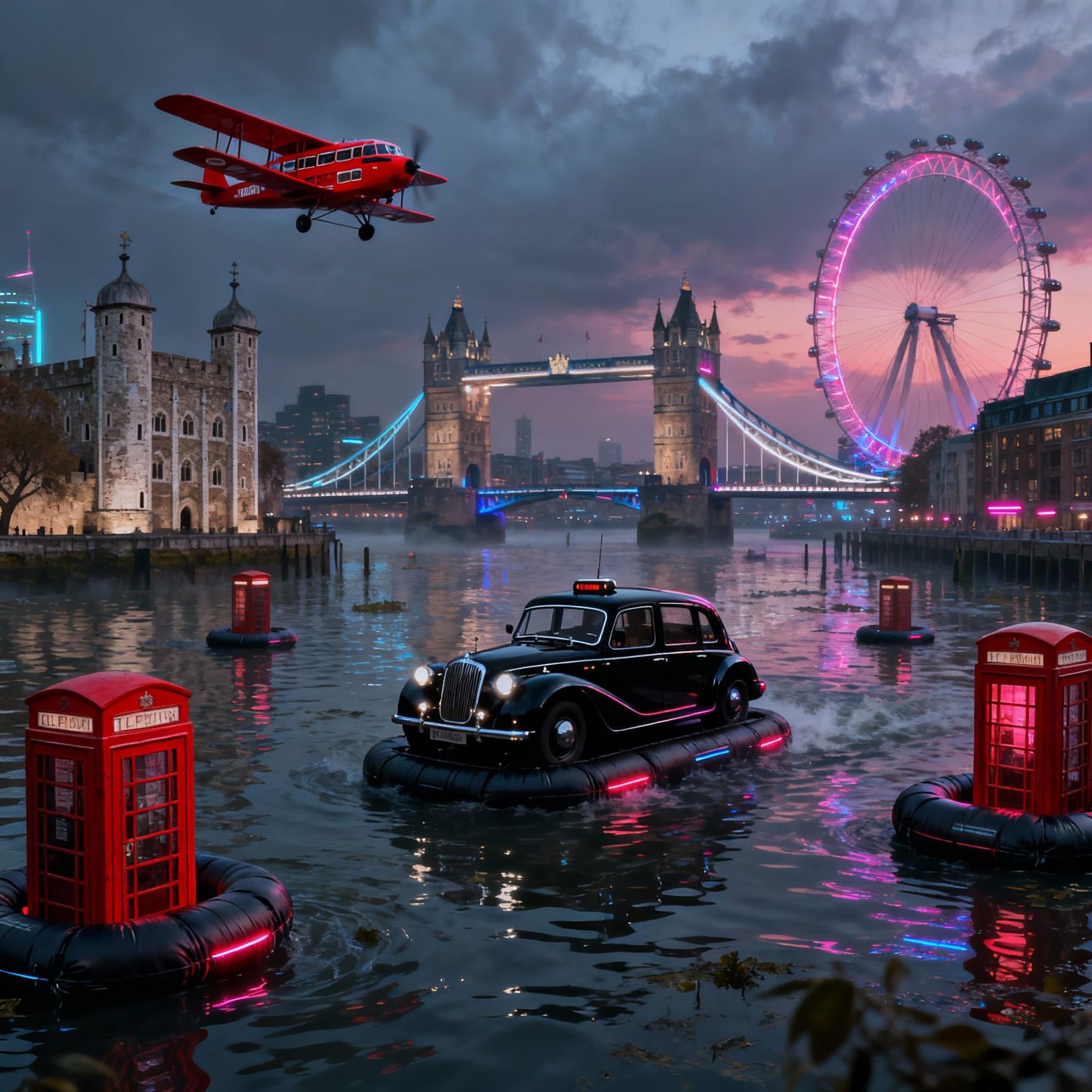 Flooded London 2100: Floating Buildings and Air Taxis