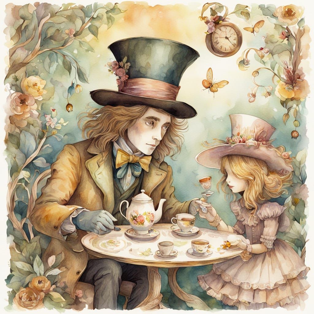 Alice and Mad Hatter's Whimsical Tea Party