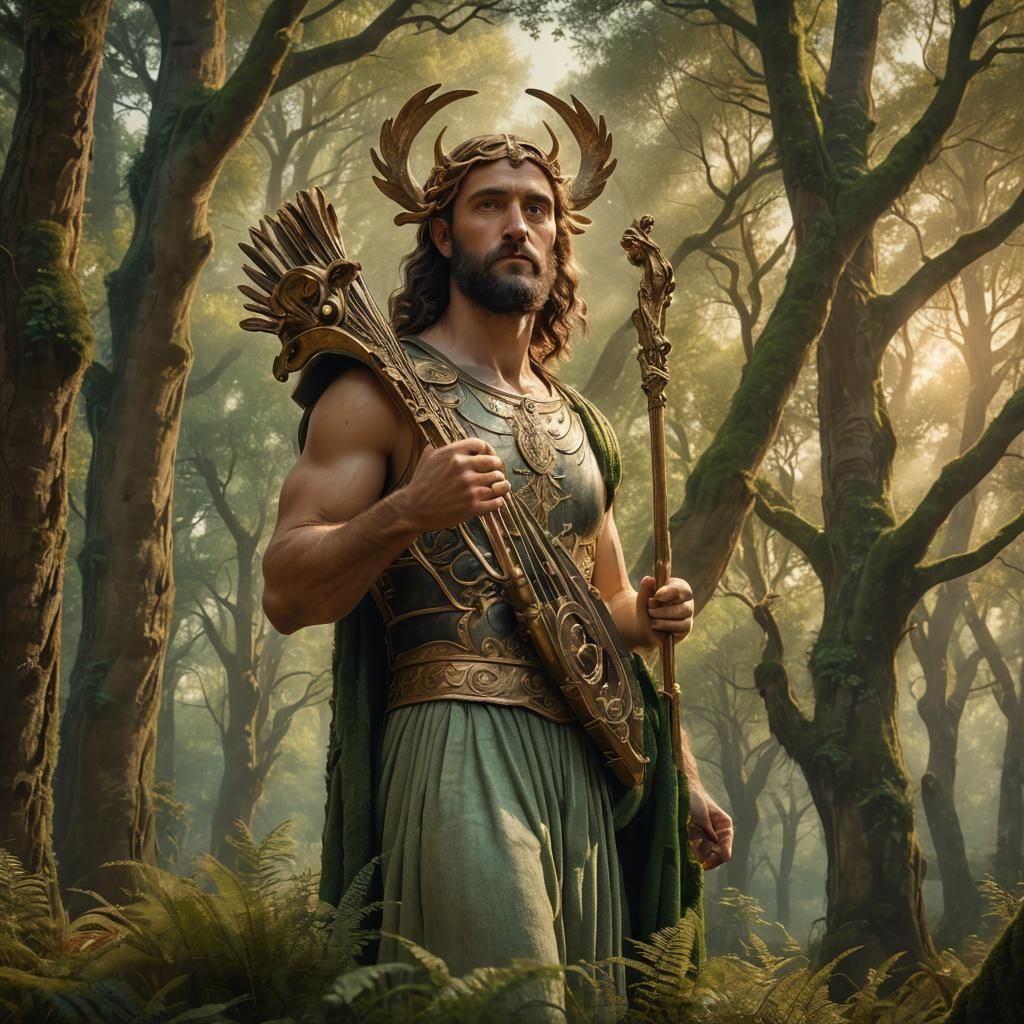 Chiron in Lush Forest: A Renaissance Oil Painting