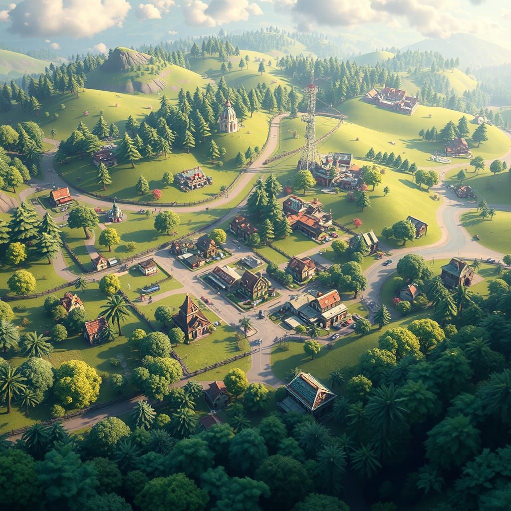 Vibrant Battle Royale Arena in a Dynamic, Action-Packed Styl...