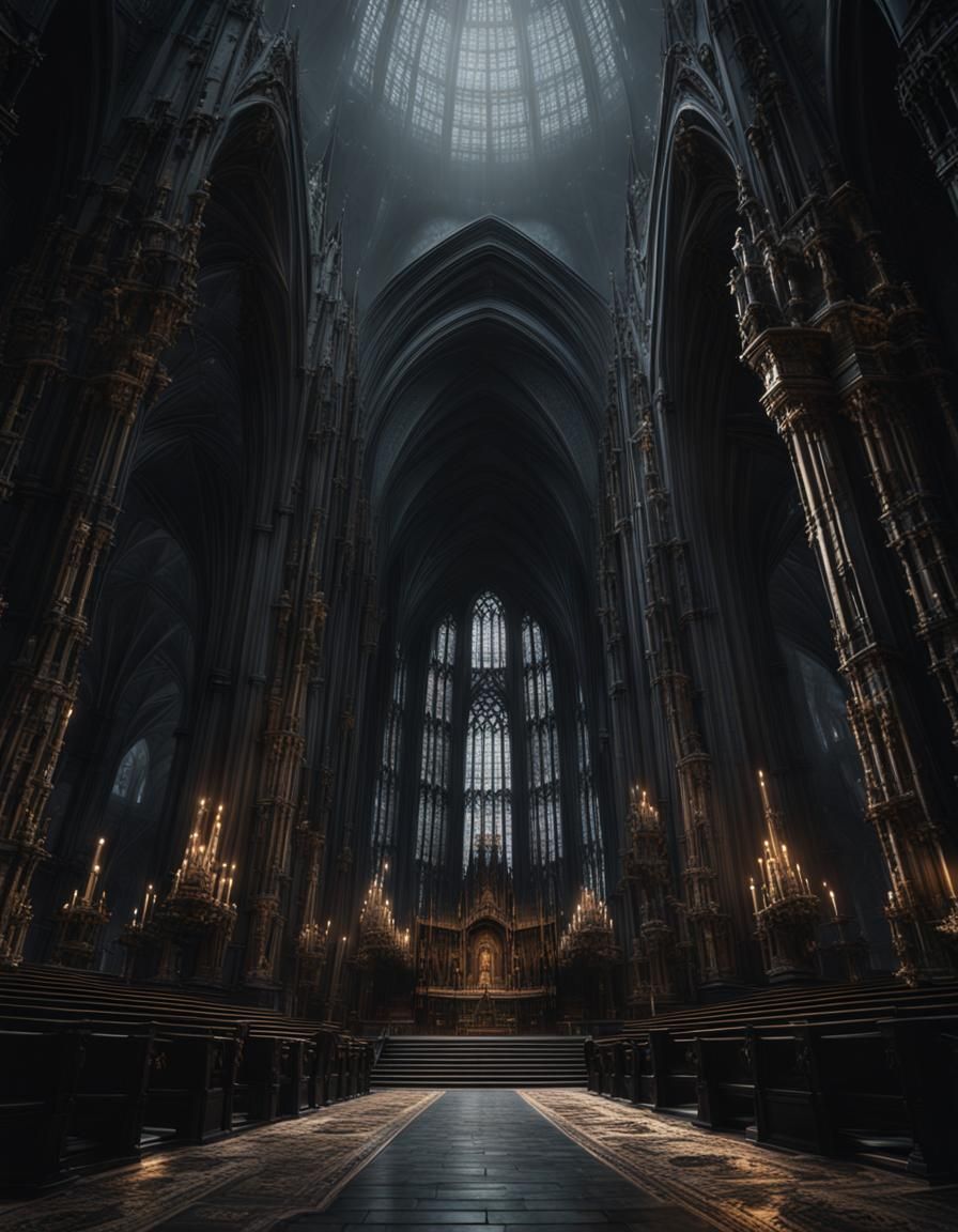 Ominous Black Cathedral: Epic Digital Matte Painting