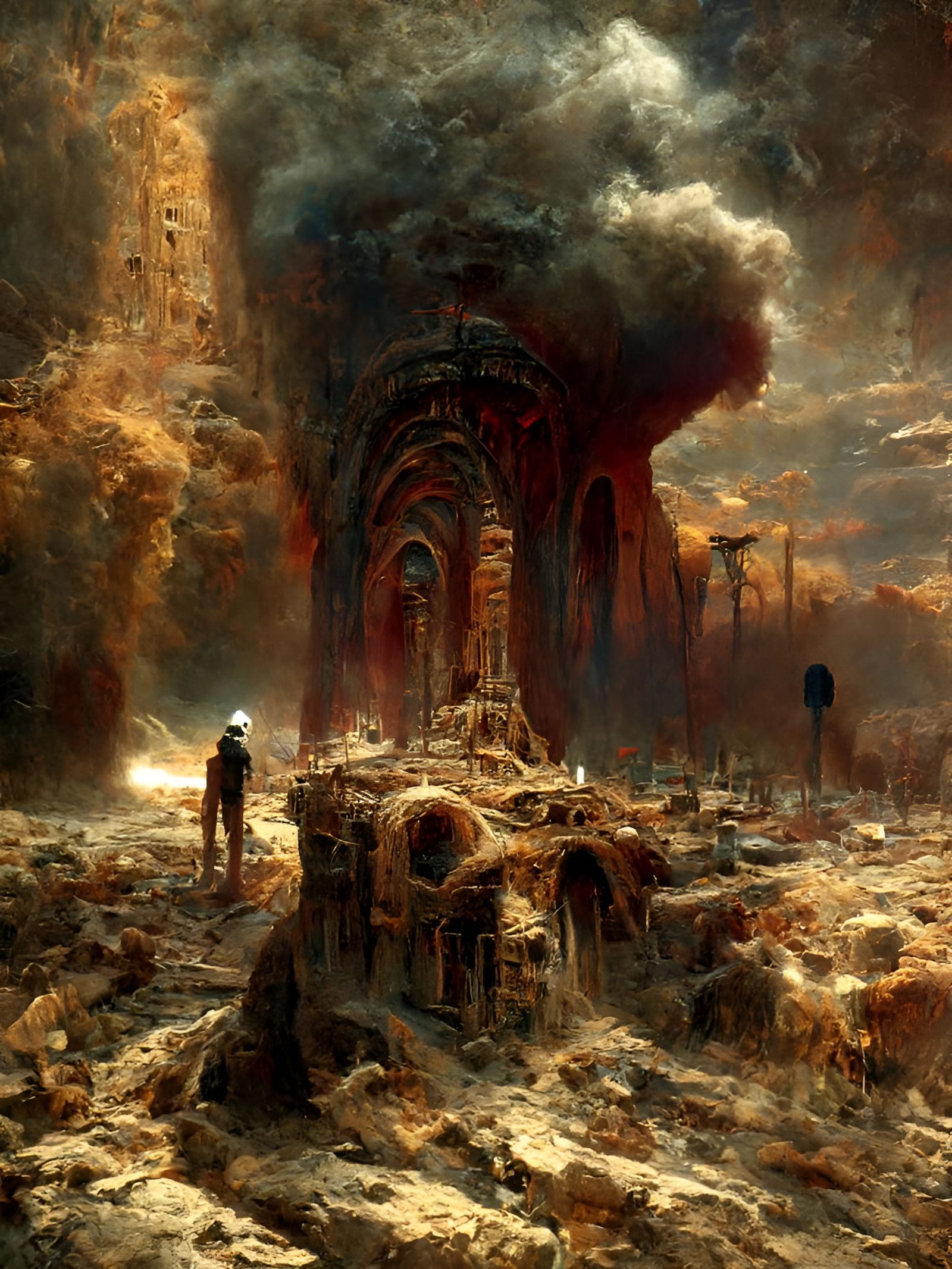 Apocalyptic Toxic Ruins on Alien World in Sci-Fi Style