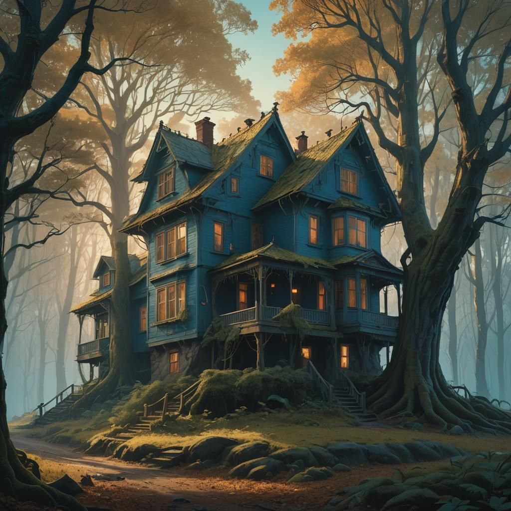 Mystical Forest House: Fantasy Concept Art