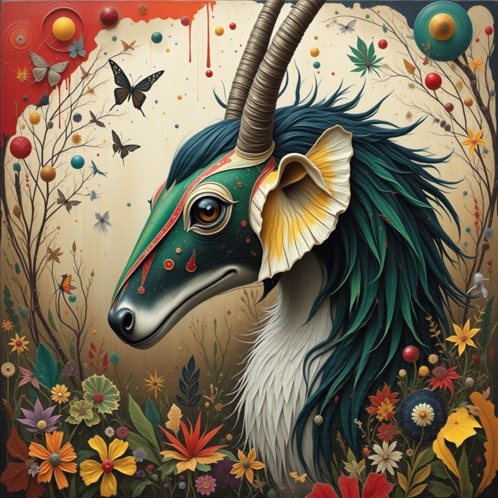 Abstract Digital Art with Geometric and Organic Forms