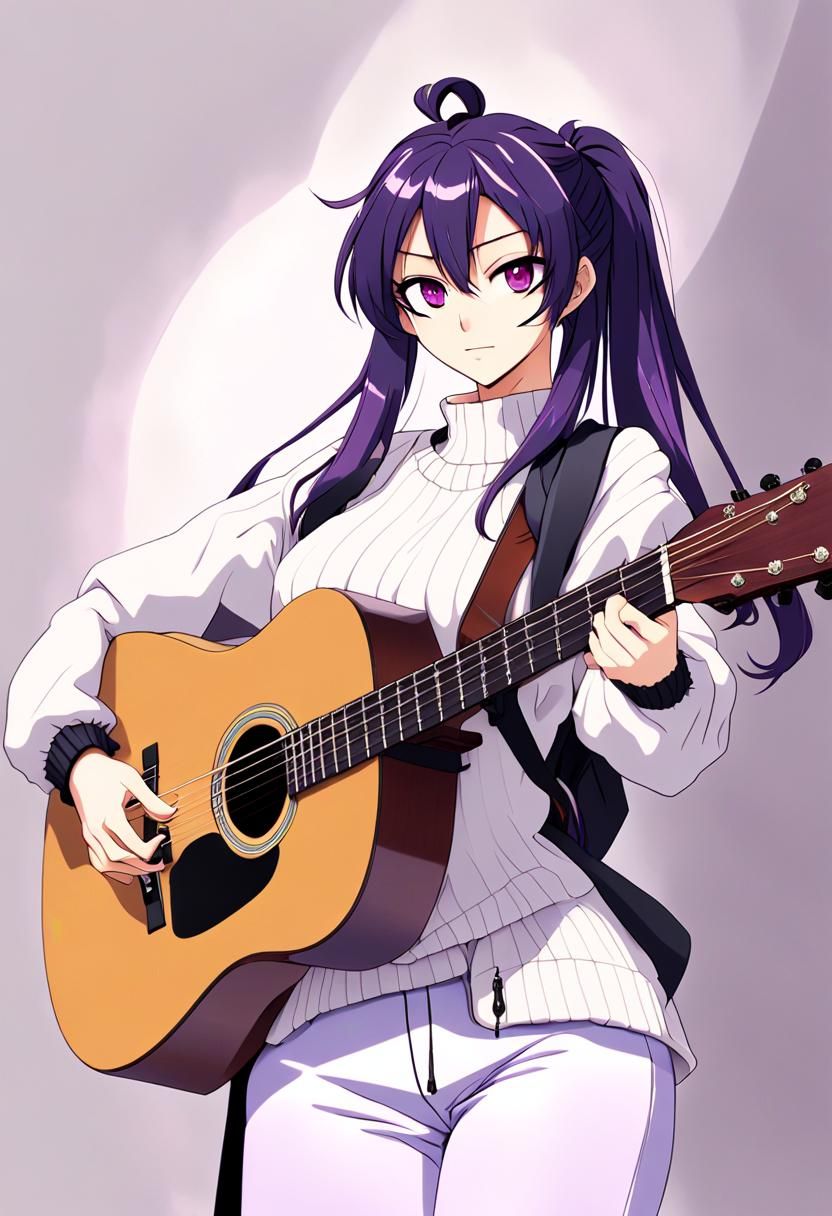 Sailor Moon's Rei Hino with Acoustic Guitar