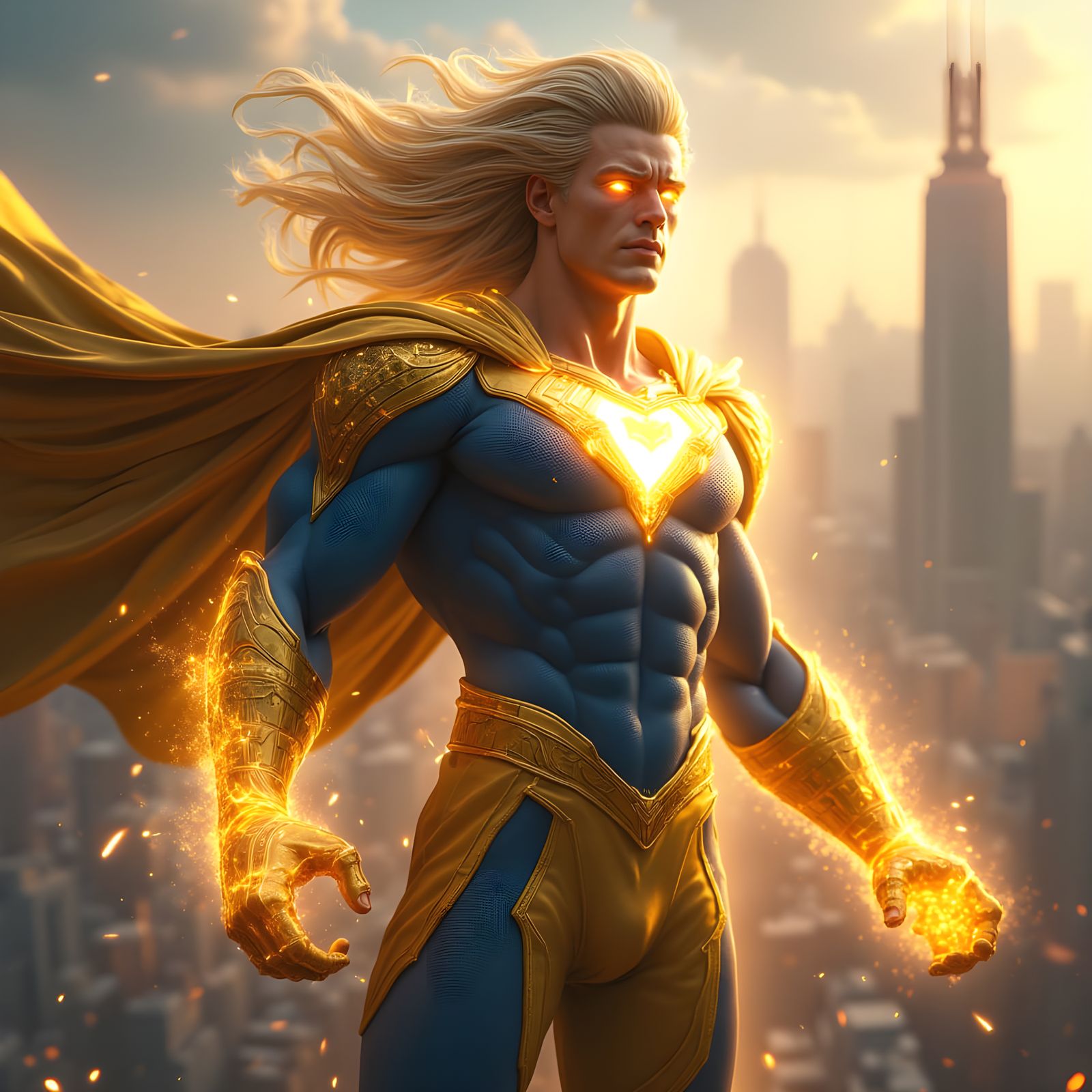 Godlike Superhero in Cosmic Glory