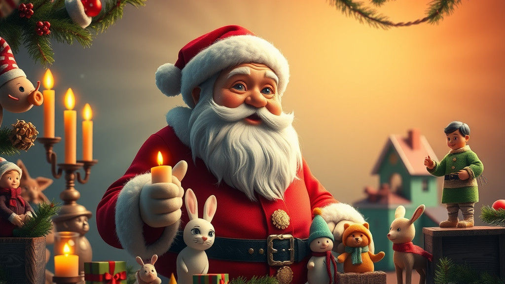 Classic Santa Claus Holiday Postcard in 3D Animation Style