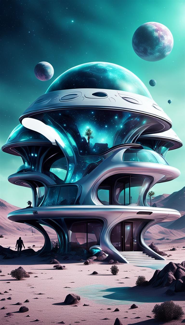Futuristic Alien Shop in Surreal Intergalactic Style