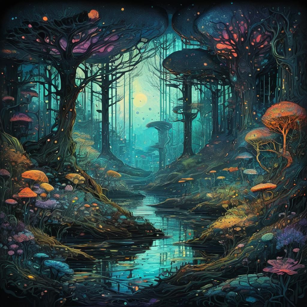 Neurographic Art Nouveau Organic Abstraction