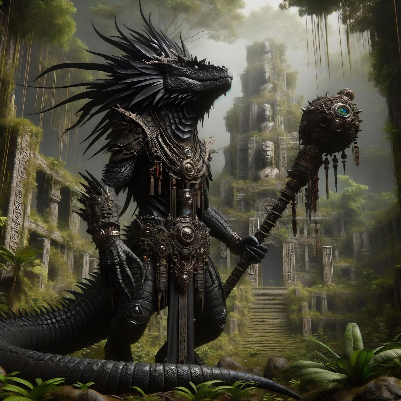 Blackscale Lizardfolk Guardian in Jungle Ruins