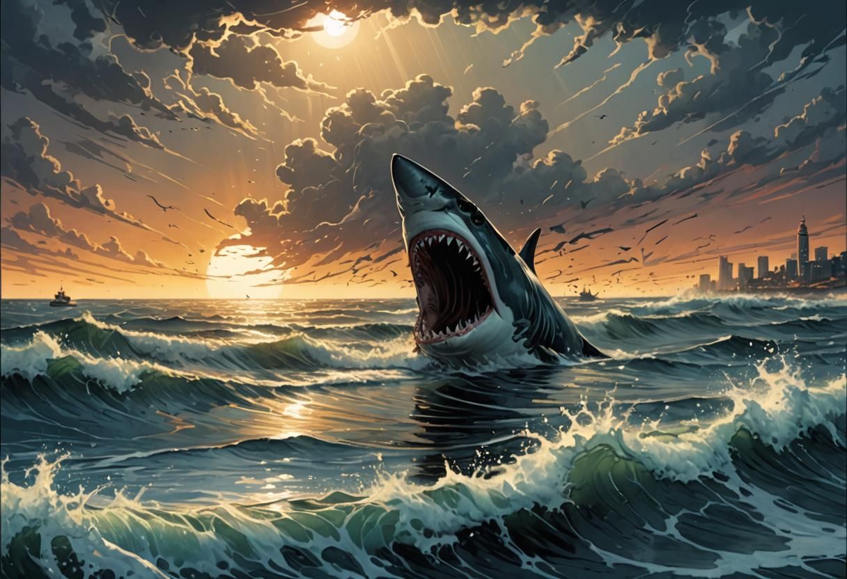 Shark Fin in Comic Book Style