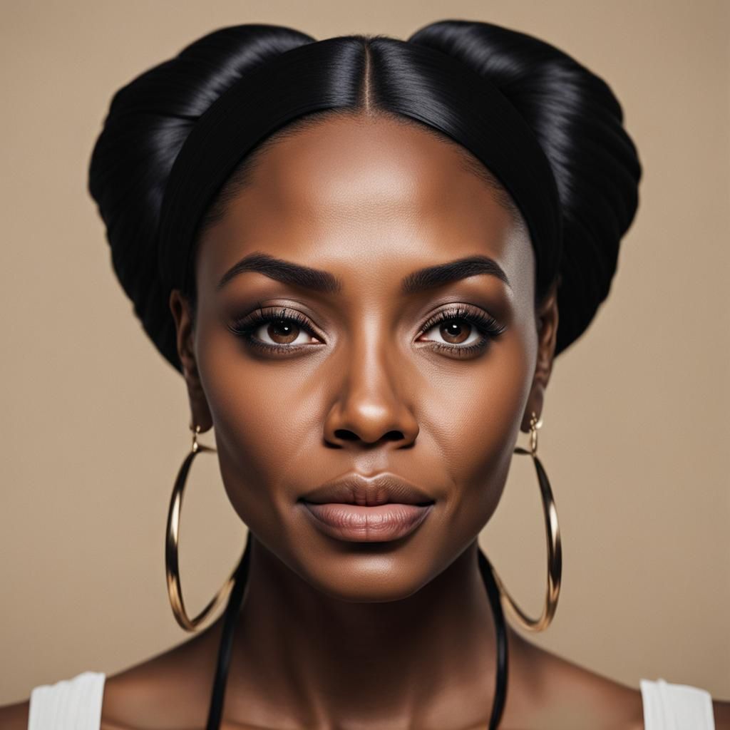 Hyperrealistic Passport Photo of a Beautiful Black Woman