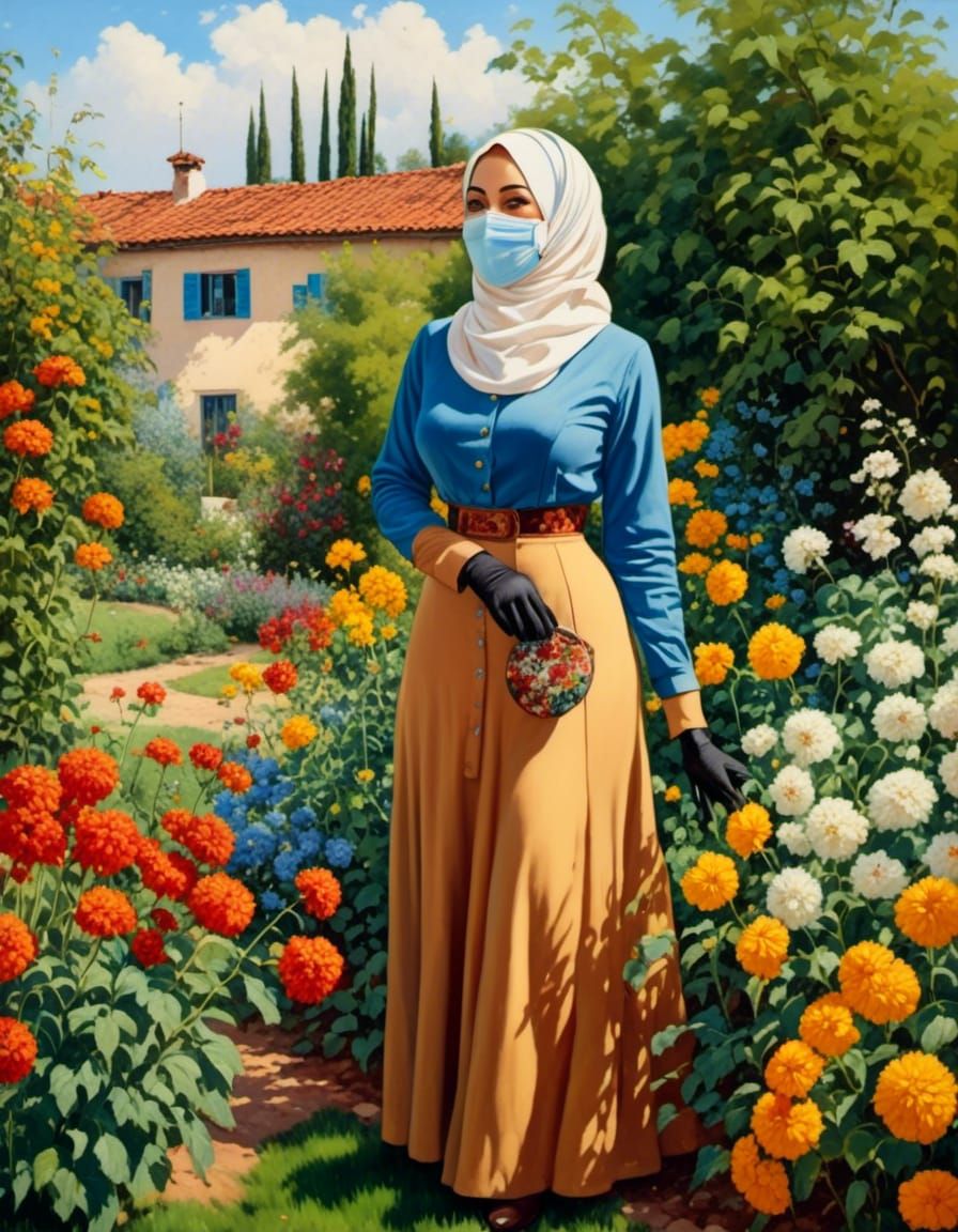 Smiling Hijabi Woman in Garden Portrait