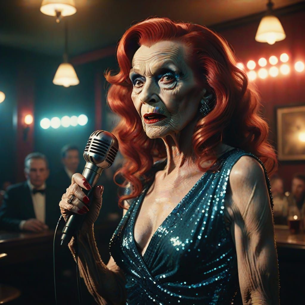 Film Noir Portrait of a Scarlet-Haired Character