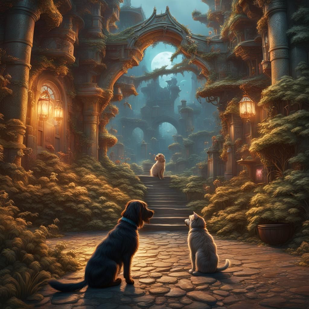 Dog and Cat Fantasy Concept Art