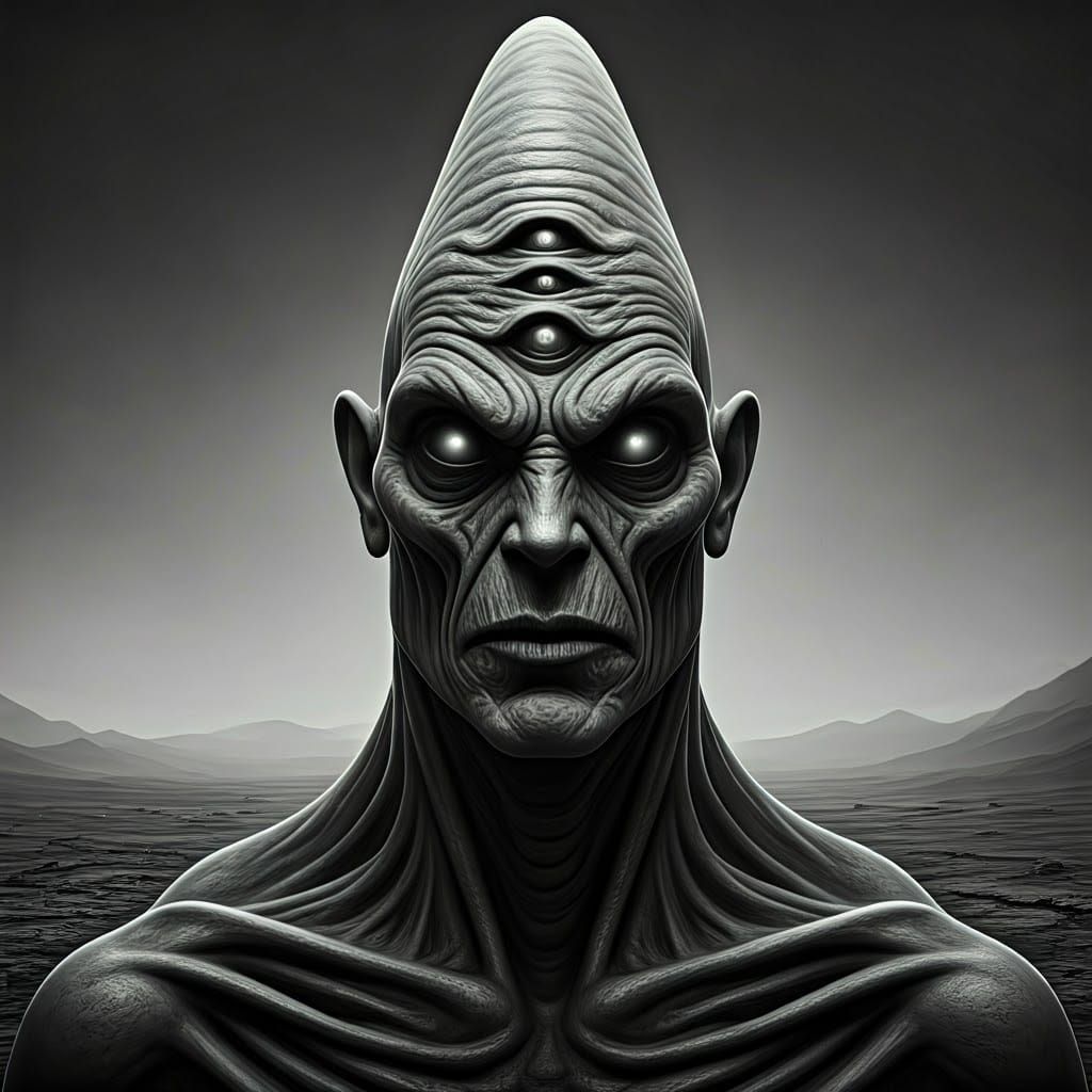 Grotesque Horror Abomination in Noir Black and White