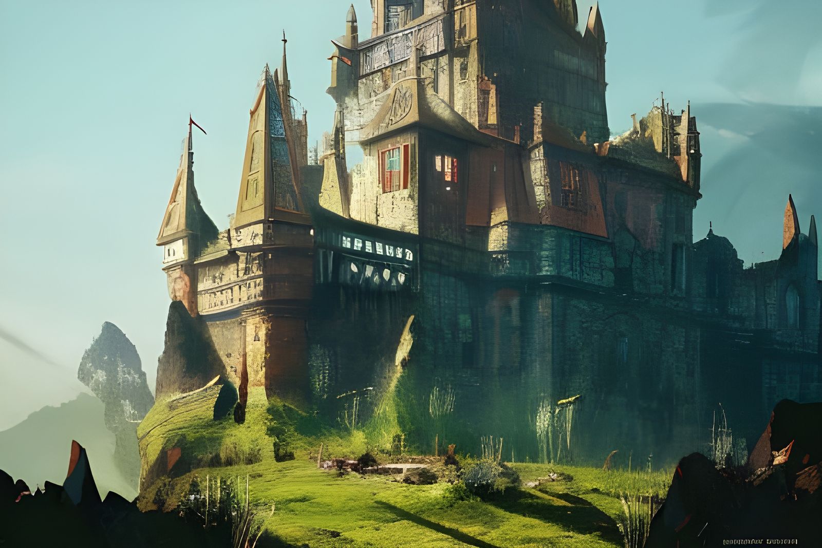 Majestic High Fantasy Medieval Castle Illustration