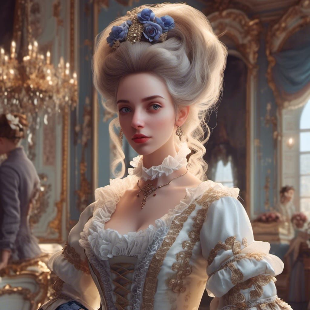 <lora:prettygirl:1.0> Beautiful girl in Marie Antoinette Style