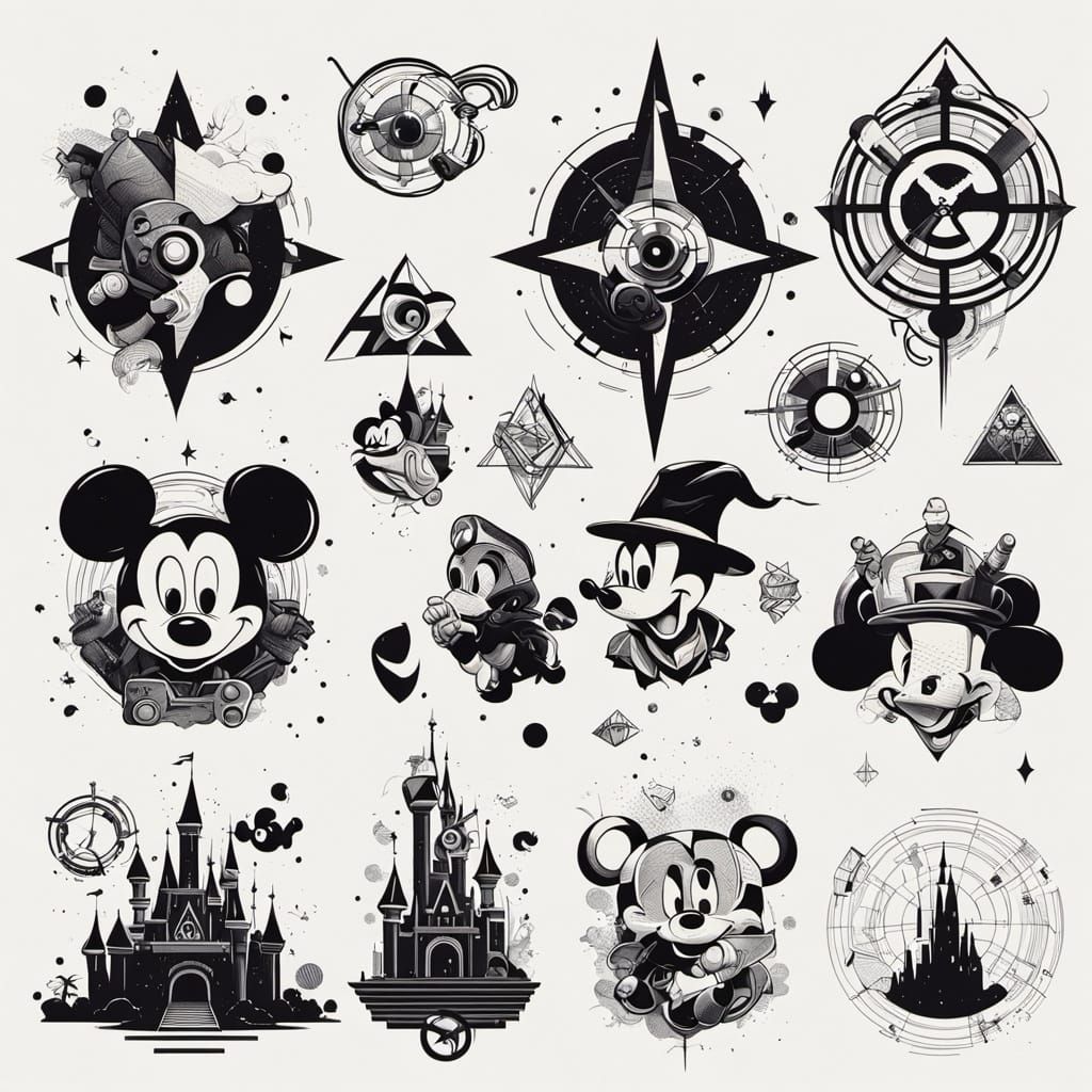 Disney Tattoos in Pop Art Screen Print Style