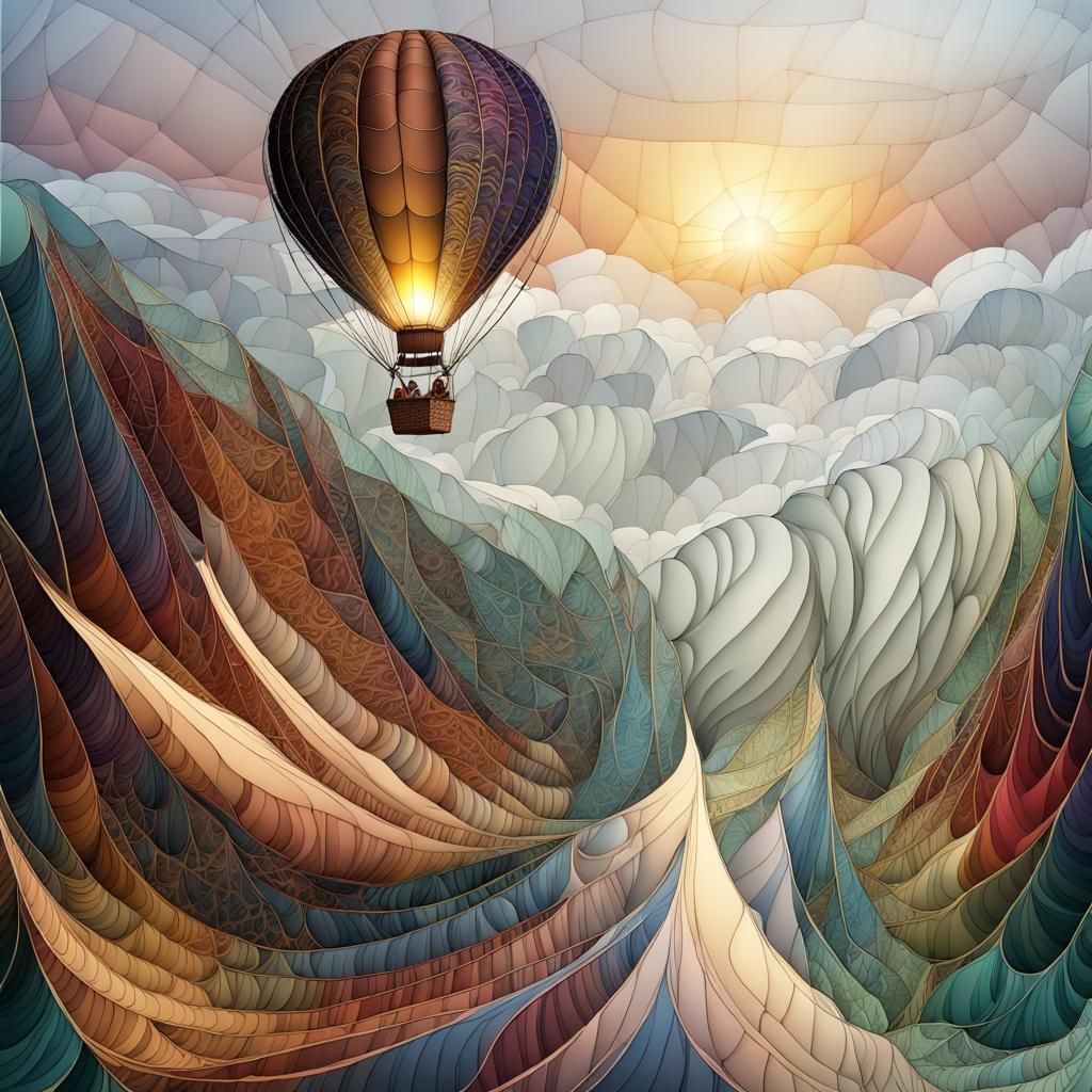 Abstract Hot Air Balloon with Fractal Design