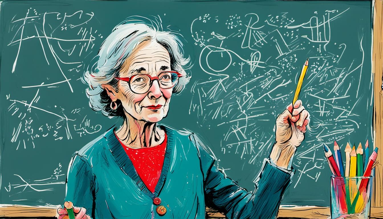 Teacher with Chalk, Abstract Art Style
