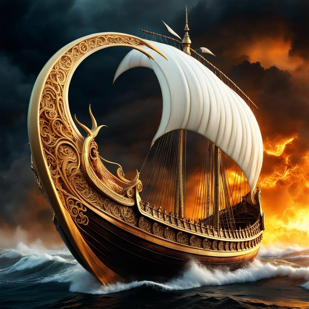 Viking Longship Inside Cosmic Horn