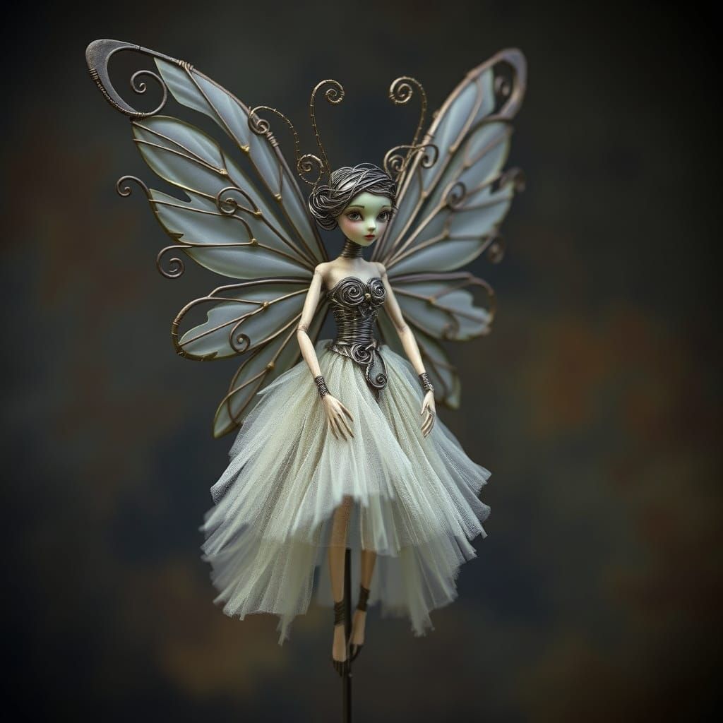 Intricate Wire Fairy with Layered Wings