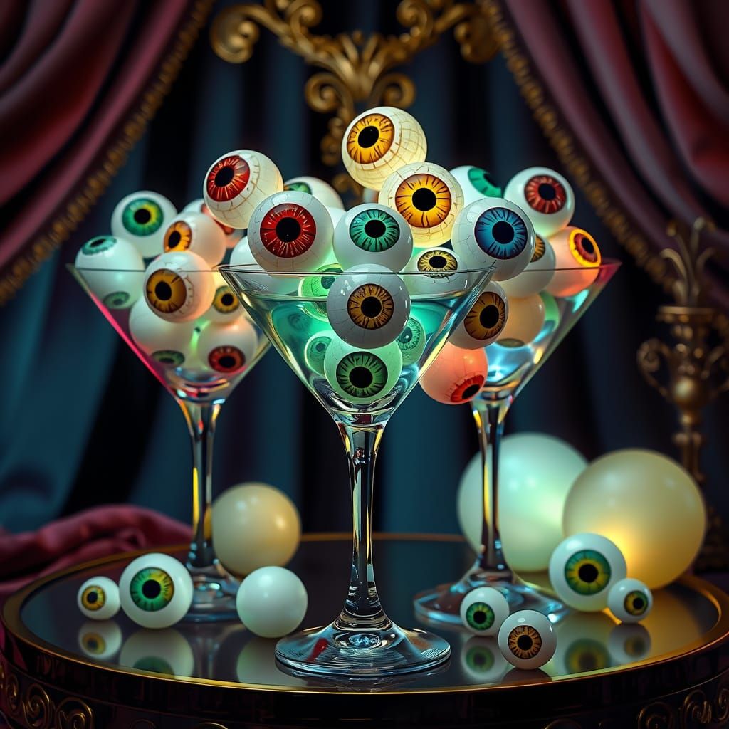 Whimsical Eyeballs in Golden Opulence