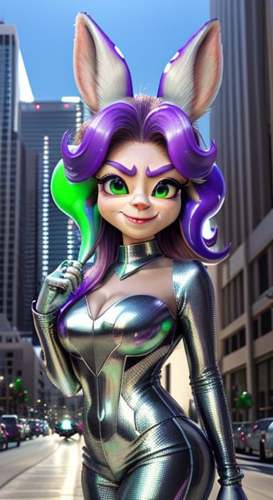 Futuristic Lady Splatoon Yoda in Hyperrealistic Charro Attir...